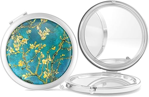 Miniatura 9 de Nipichsha Espejo compacto, espejo de maquillaje de viaje de bolsillo, aumento de 2 caras 2X/1X, pequeño portátil plegable, 2.75 pulgadas, plata