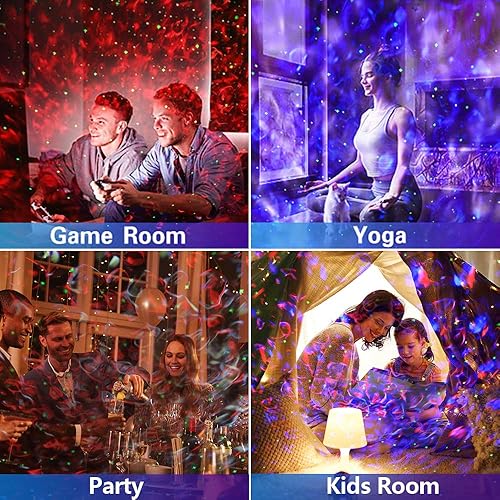 Miniatura 7 de Proyector de galaxia, proyector de luz de estrellas para dormitorio, máquina de sonido de ruido blanco calmante para dormir con control remoto,