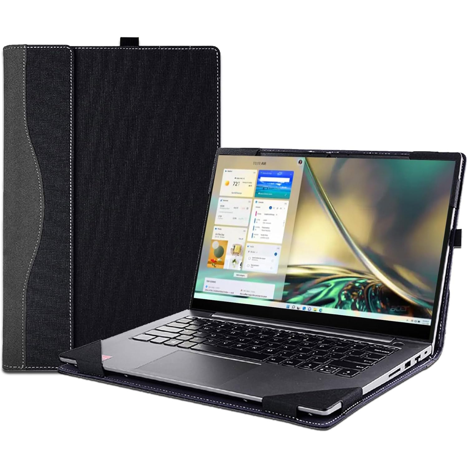 Etui 43.9 cm do laptopa Acer Aspire 3 - A317-55P i do laptopa Acer Aspire 5 - A517-58M, pokrowiec ochronny ze skóry PU z otworem rozpraszającym ciepło (ciemnoszary)