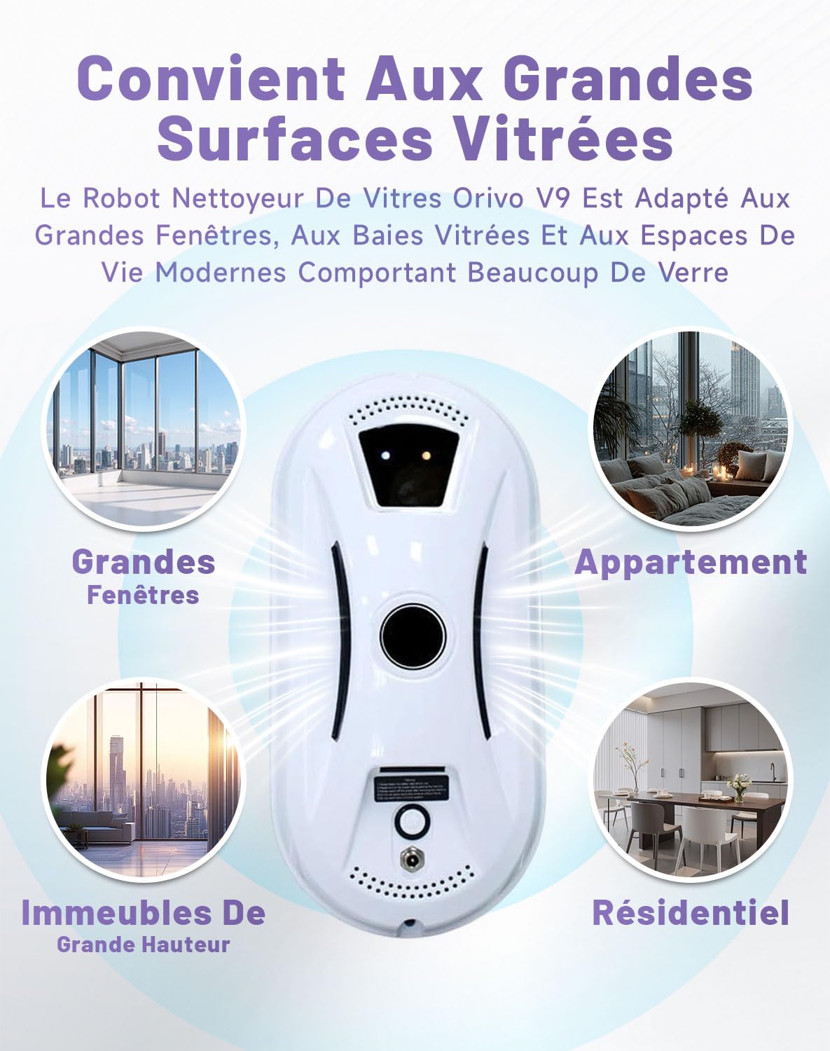 Osmo — osmo Robot Clean Laveur de vitre, Aspirateur De Fenêtres Automatique avec Positionnement & Forte Aspiration & Détection Bords, Sécurité Anti-Chute pour Baies Vitrées Vitres Hautes