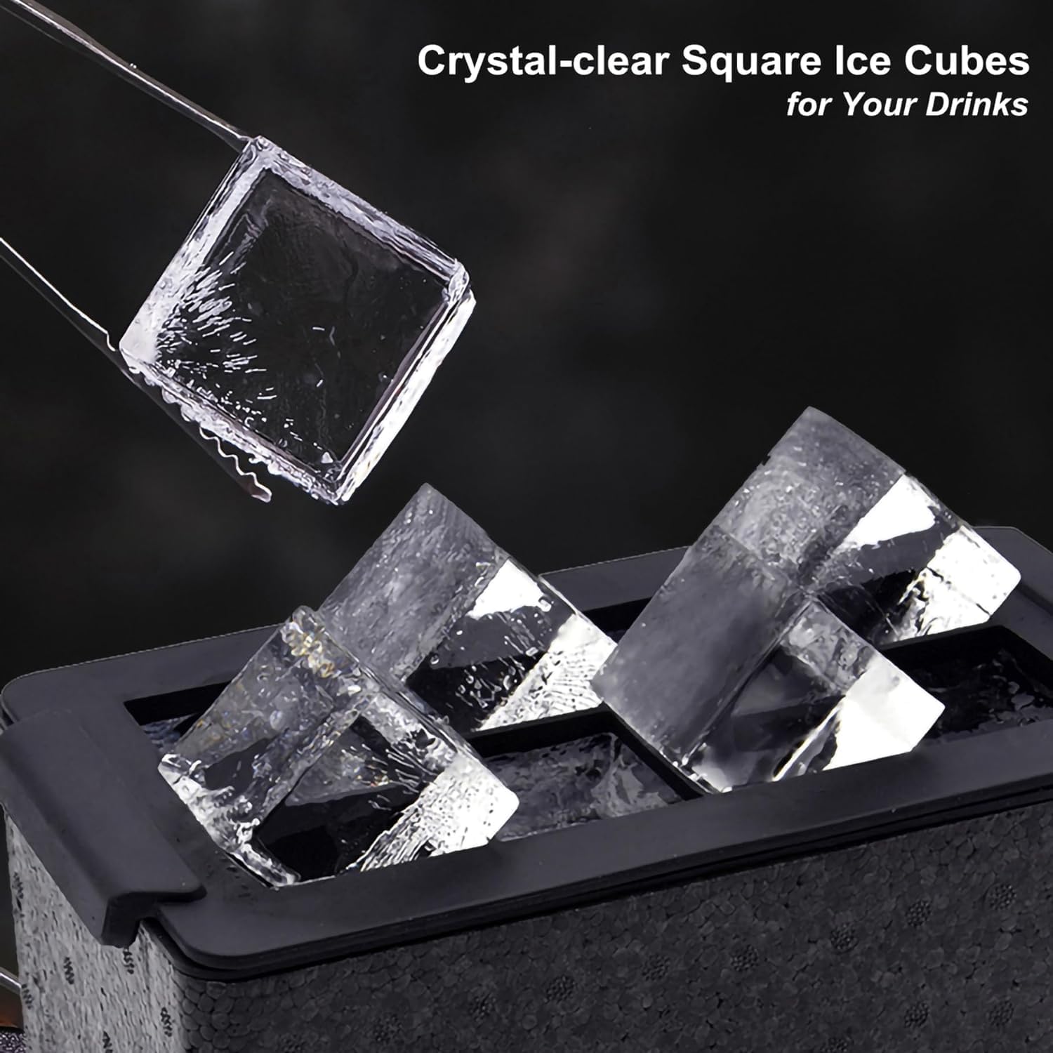LEMONSODA Crystal Clear Ice Cube Maker Tray - Makes 8 2" Square Ice Cubes Mold for Whiskey, Scotch, and Cocktails - Premium Packaging