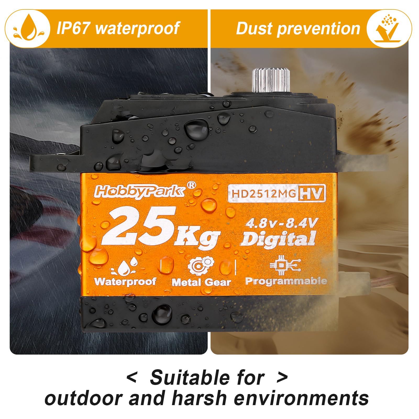 HobbyPark Servo Metal Gear RC Servo Digital Servo con bocina de aluminio, piezas RC para 1/12 1/10 RC Crawler RC Truck RC Car Buggy Ángulo de control robótico 90°-180° programable 8.4V HV (par de