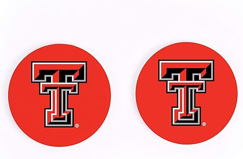 Texas Tech NCAA - Posavasos de cerámica absorbente para automóvil, 2.75 x 2.75 pulgadas, con logotipo de equipo, paquete de 2