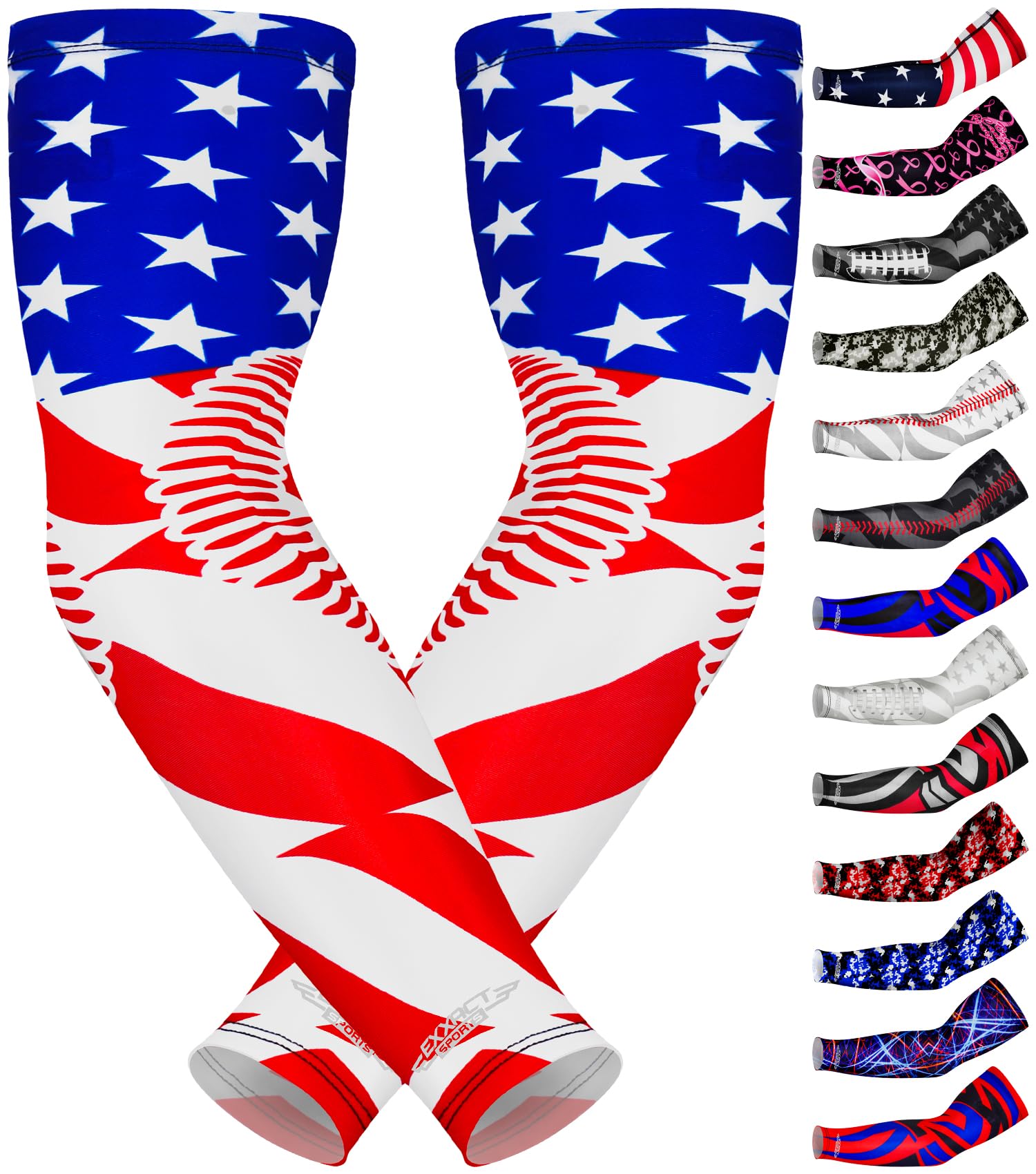Exxact Sports Mangas de compresión para hombres, manga de brazo de béisbol para jóvenes y adultos, fútbol, baloncesto y deportes (1 par)