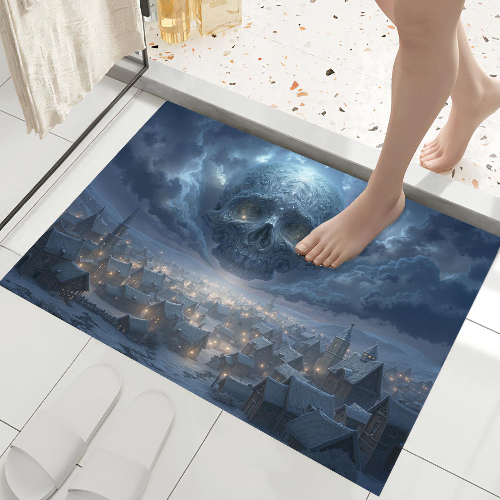 Petit tapis d'entrée fin lavable 45x75cm paillasson intérieur de cuisine
