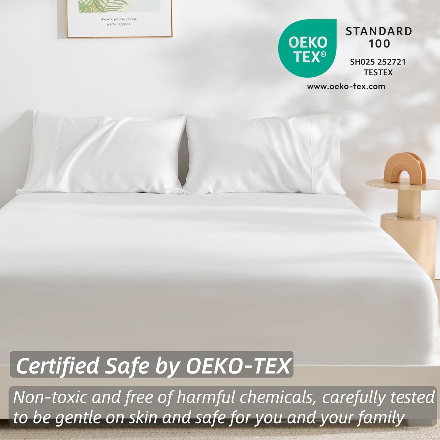 GOKOTTA Bamboo Rayon Fitted Sheet and Pillow Cases, Super Soft Cooling Sheet with 4 Elastic Corner Straps - 16" Pocket King Set Stay Put for Mattress