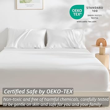 GOKOTTA Bamboo Rayon Fitted Sheet Twin Size with Pillow Cases, 100% Rayon Derived from Bamboo,300 TC Super Soft Breathable Cooling Fitted Sheet with 4 Elastic Corner Straps - 15 Deep Pocket