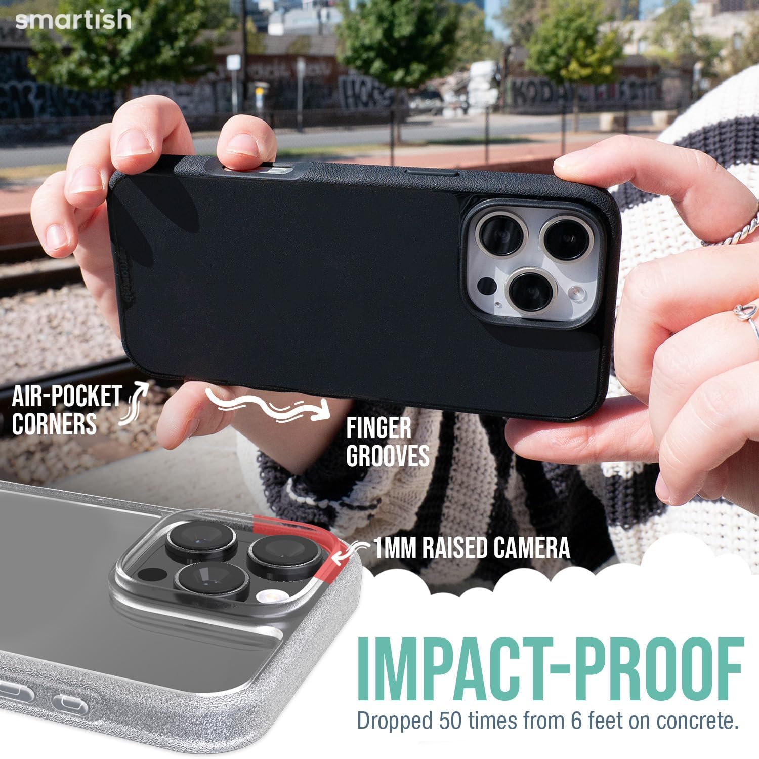 Smartish® iPhone 16 Pro Max Clear Case - Gripmunk [Lightweight + Protective] Slim Drop Tested Ultra Thin Grip Cover for Apple iPhone 16 Pro Max - Clearly Clear