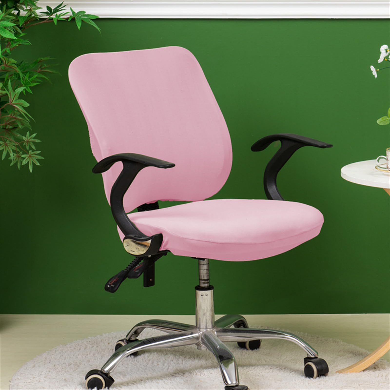 Morbuy Fundas para Sillas de Oficina Elástica, Fundas Elásticas para Asientos de Sillas de Oficina Fundas Sillas Split Estirable Ajustables (Color sólido-Rosa)