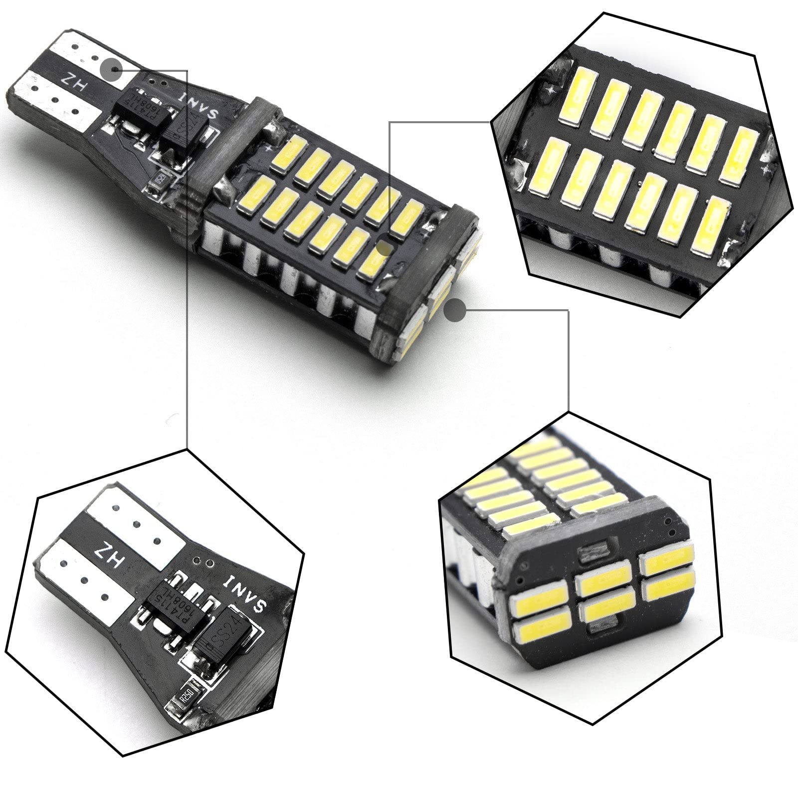 Xotic Tech 921 168 194 LED White Backup Reverse Light & Amber Front Sidemarker Light Lamps Replacement Bulbs Kit + Install Tool Compatible with Ford or Chevy or Toyota Camry Corolla Tacoma Tundra