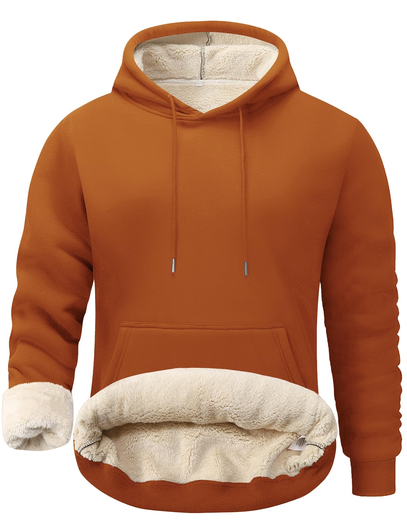 flygo Men's Casual Fleece Sherpa Lined Hoodie Winter Warm Pullover Hooded Sweatshirt-picture-36