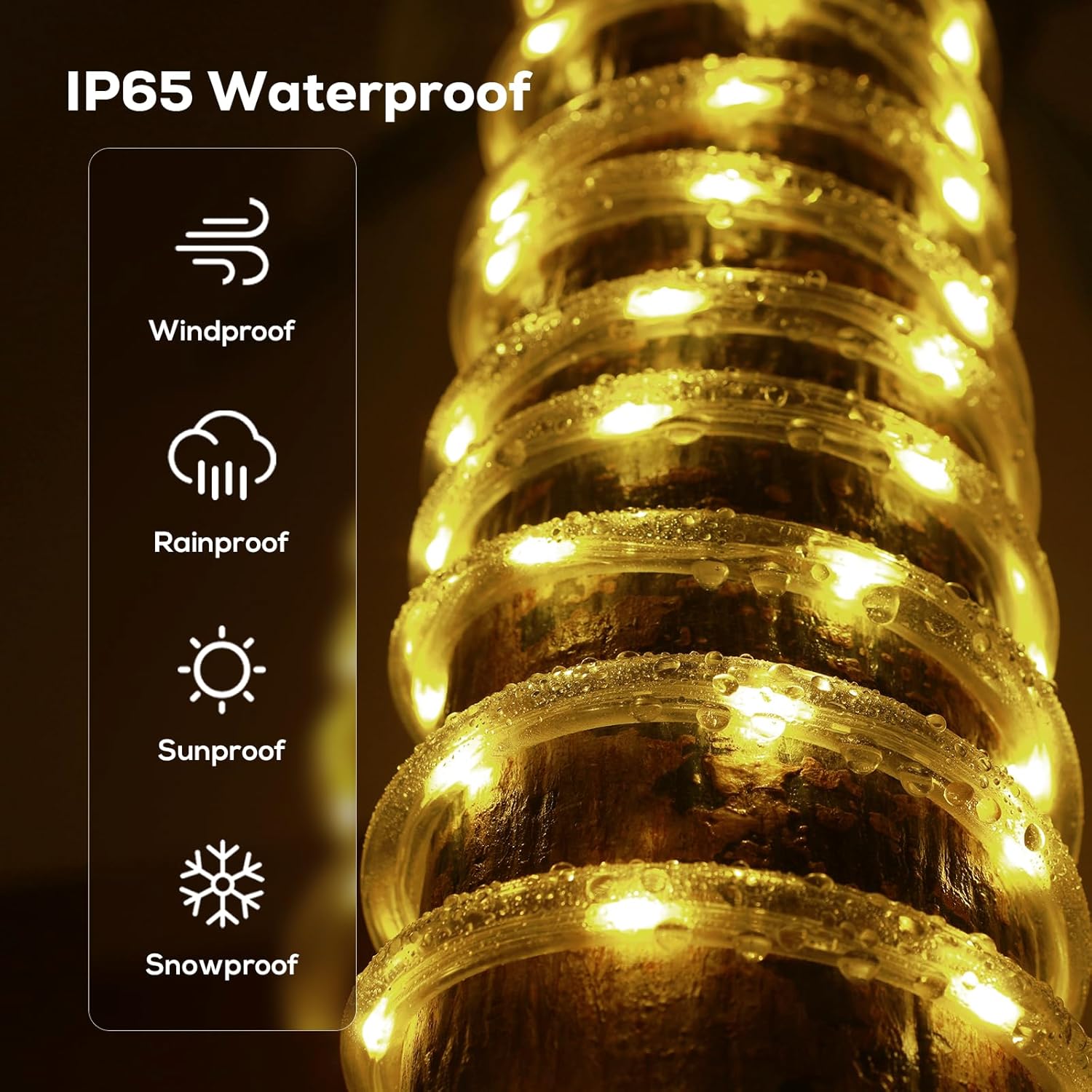 100FT 720 LED Rope Lights Outdoor Waterproof with Remote, 8 Modes and 4 Brightness, Rope Lights for Outside, Bedroom, Patio, Garden, Christmas Lights Indoor Outdoor Decoration (Warm White)