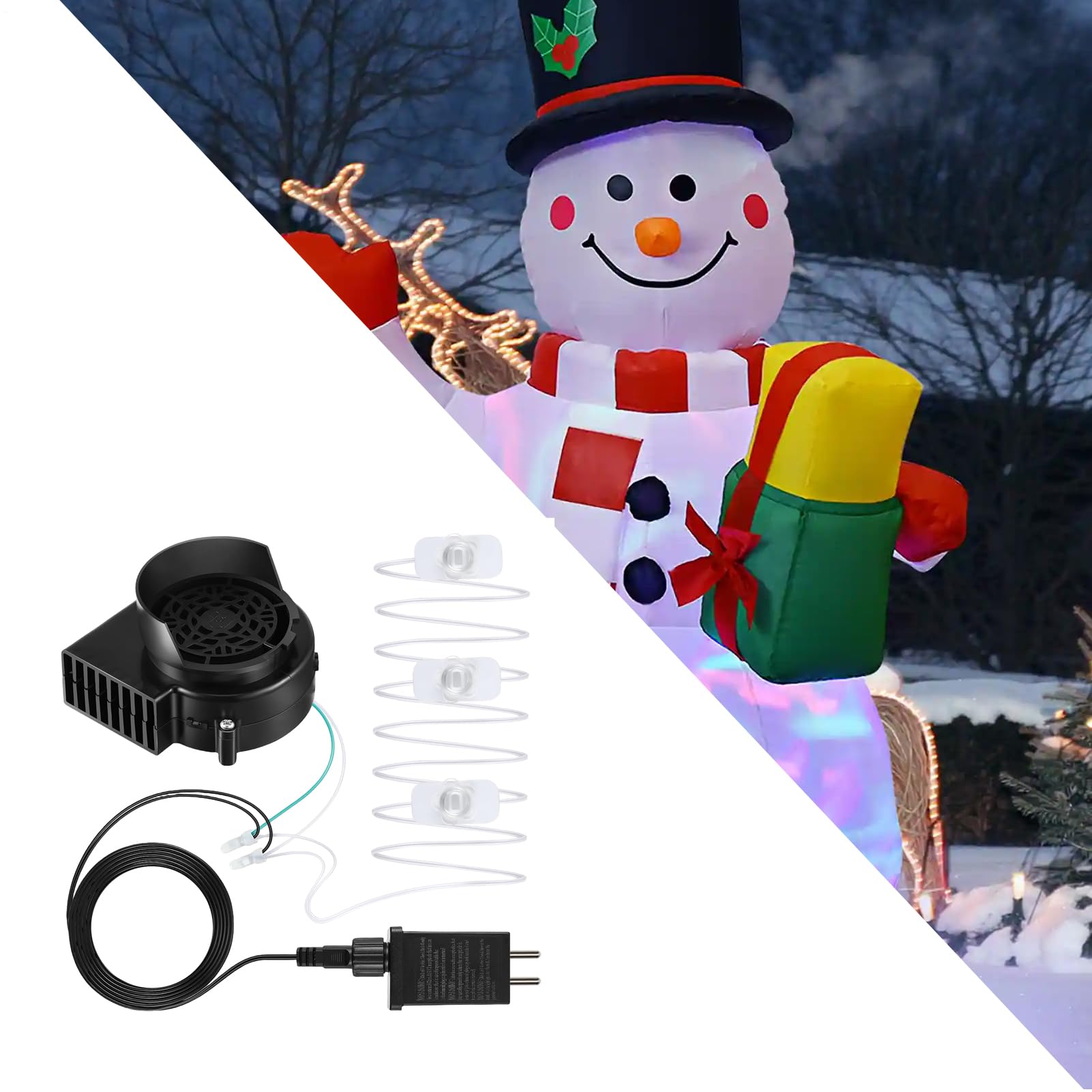 Ventilateur souffleur gonflable pour extérieur 12 V avec lumières LED et corde de lumière pour Noël, Halloween, véranda, patio