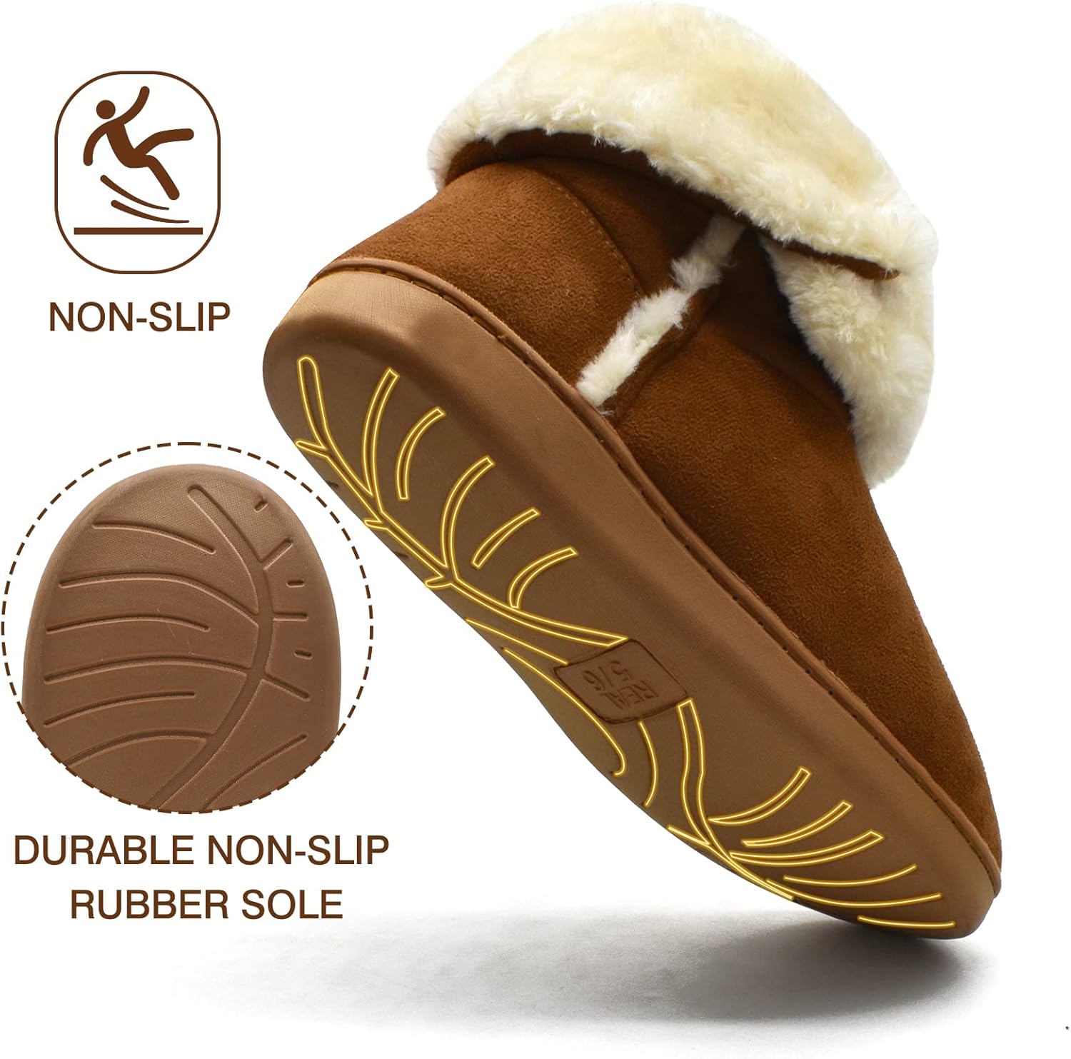 KuaiLu WomensMemoryFoamSlipperBoots, Fluffy Plush Faux Fur Lined