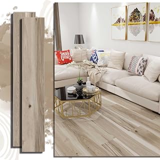 SPC Vinyl Flooring 5mm Thick | Waterproof Click Lock Rigid Core | IXPE Soundproof Underlayment | Easy Install Wood Look Plank​ (21.5 Sq. Ft) (Sugar Maple)