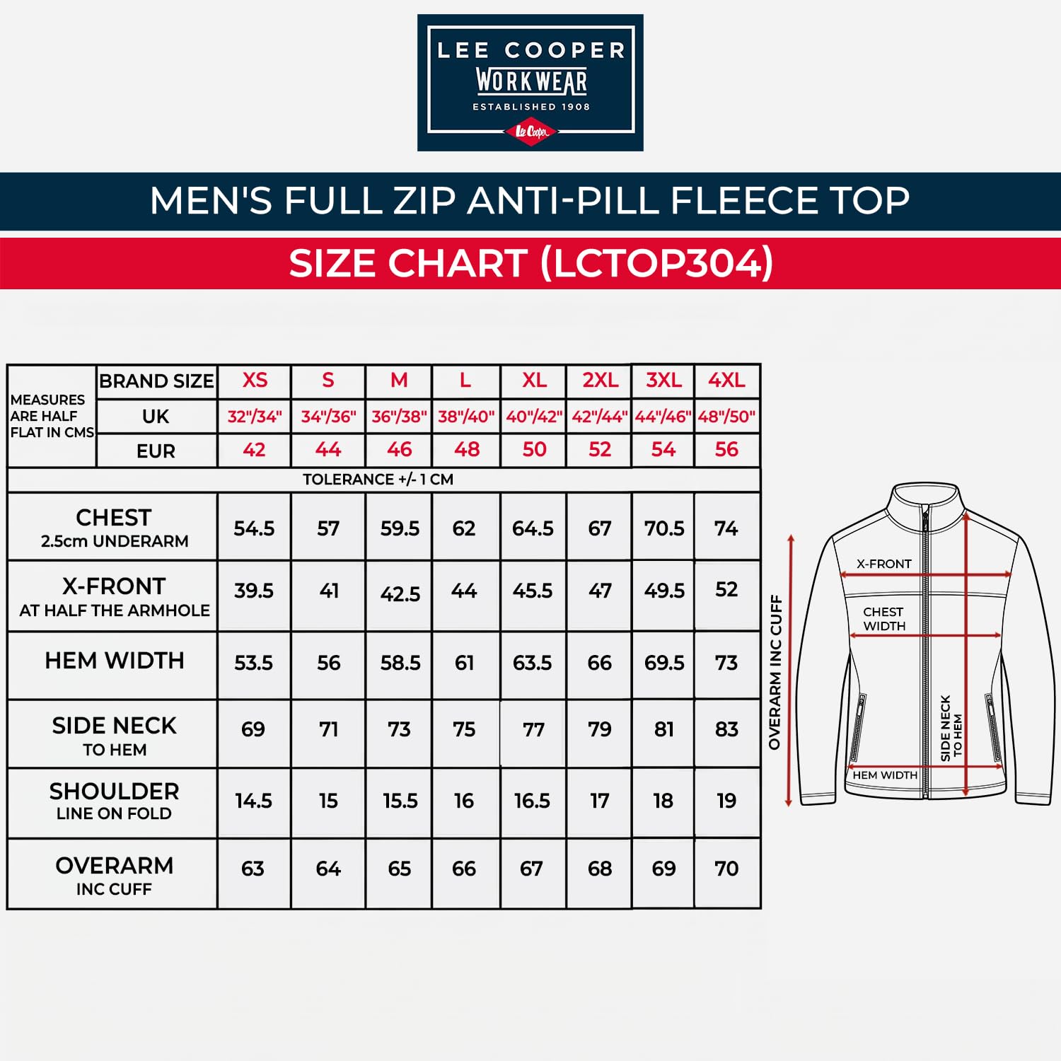 Lee Cooper Suéter Térmico de Forro Polar con Cremallera Completa Pullover Sweater Hombre (Pack de 1)