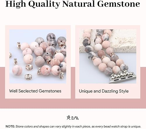 Miniatura 127 de JR.DM Natural Stone Beaded-Bands Women Compatible with Apple Watch Series 11 10 9 8 7 6 5 4 SE 3 2 1 Fashion Stretch Handmade Bracelet Fancy Boho