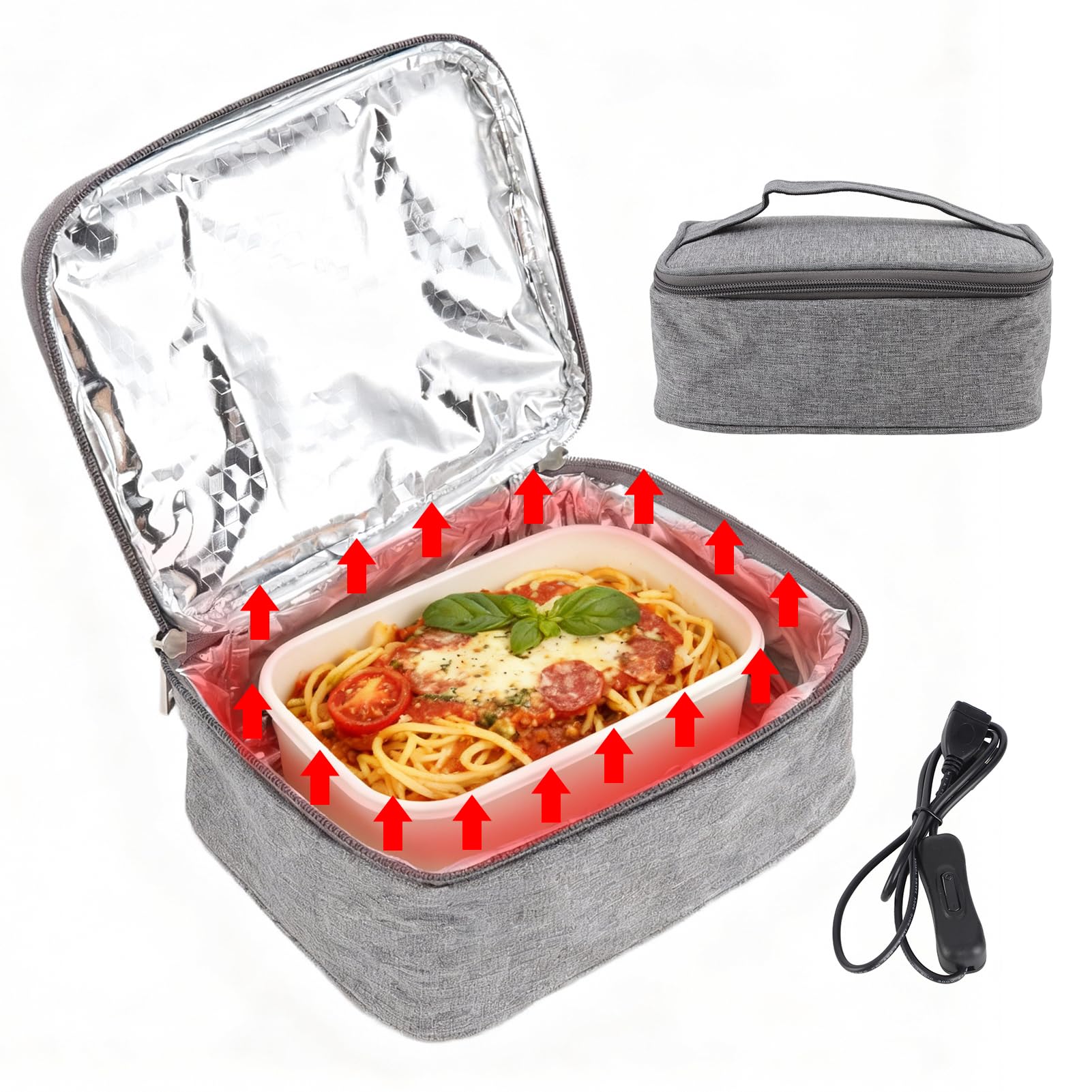 Boîte Repas Chauffante USB - Sac Isotherme Avec Chauffage Intégré, Intérieur Alu, 7.3 Oz