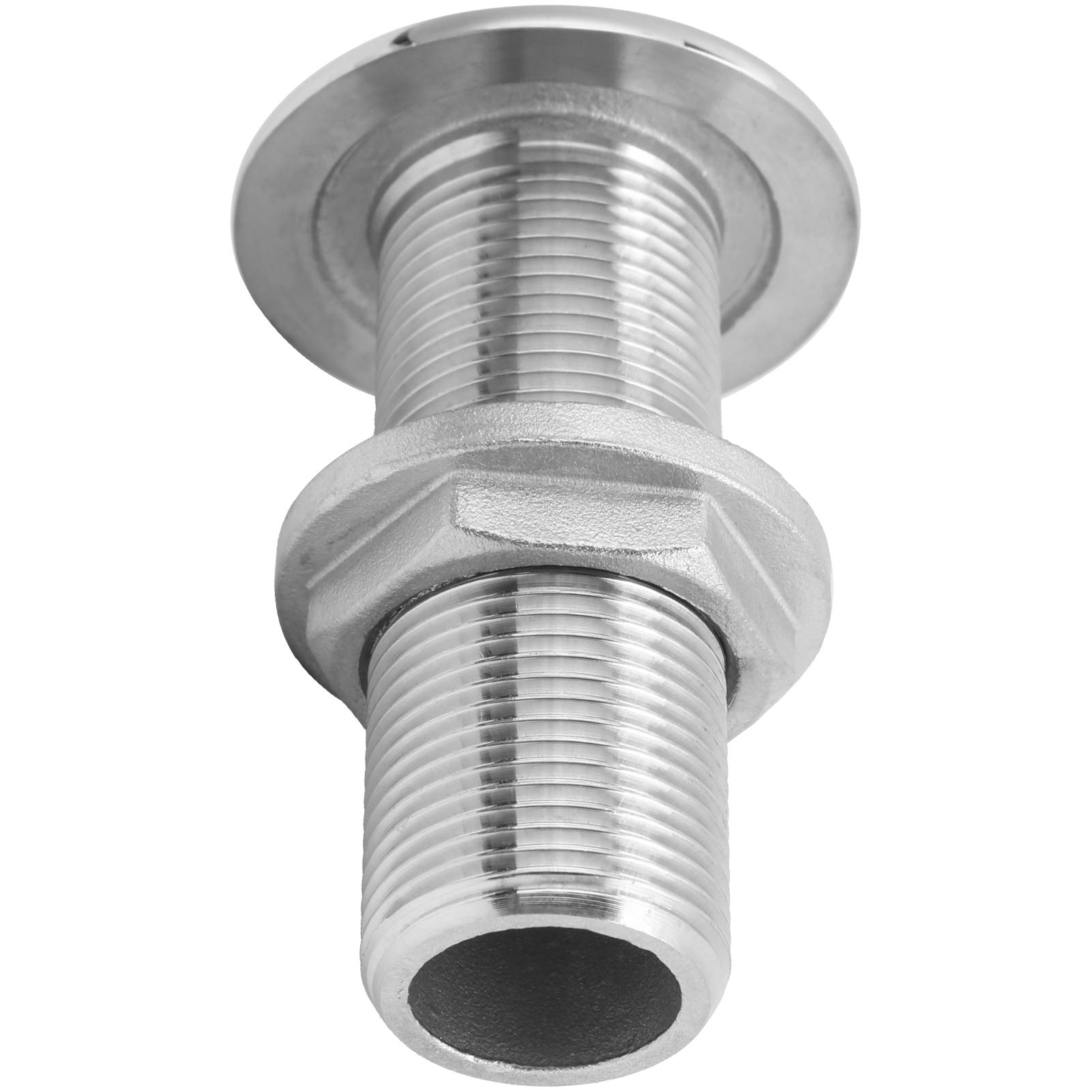 Tissting Borddurchlass Verschraubung mit Mutter, 3/4 Zoll 75mm 316 Edelstahl Entlüftung Anschluss Universelle Borddurchbruch Ablaufanschluss für Boote, Yachten, Marine