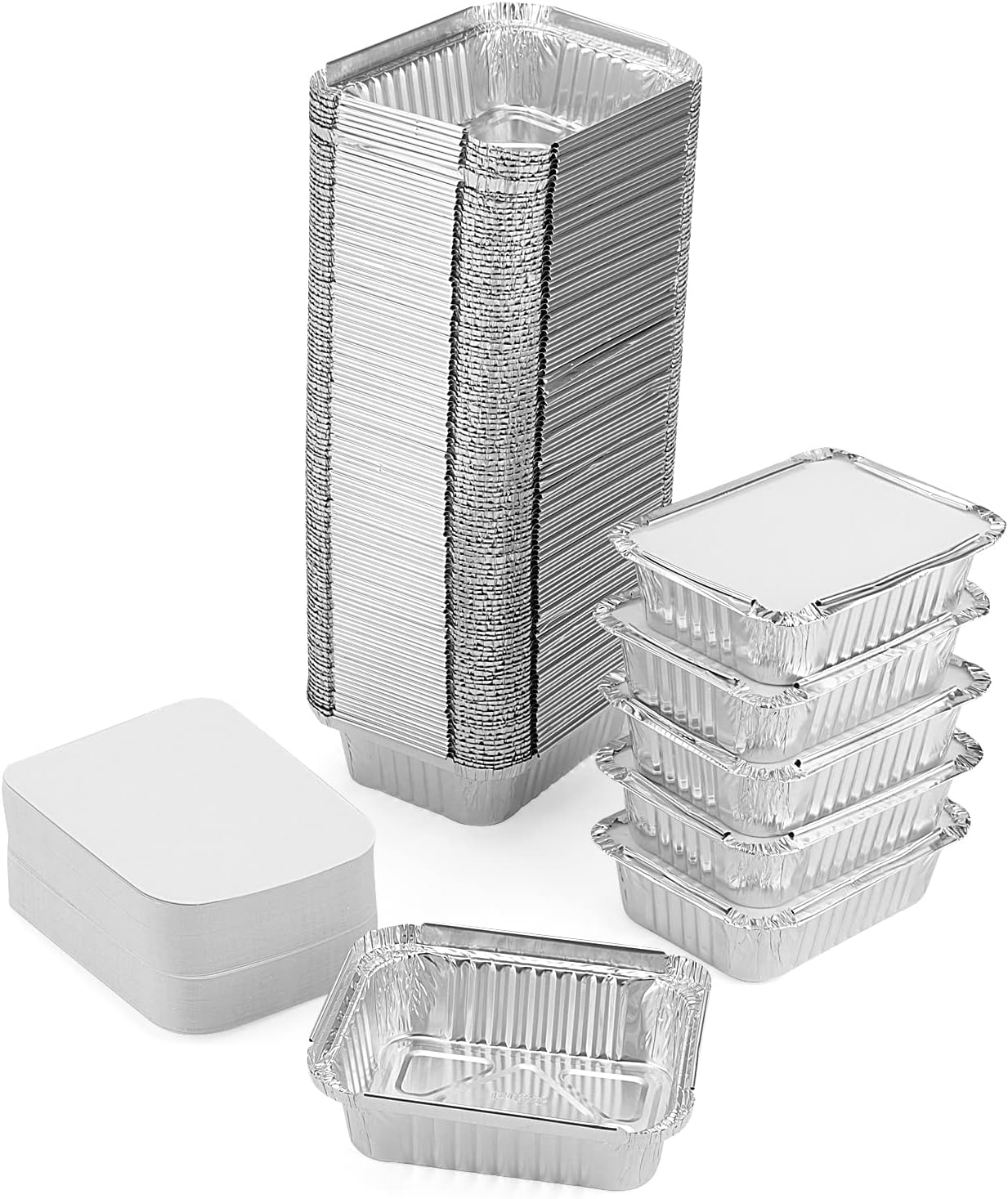 SENJEOK 125 Pack 8oz Aluminum Foil Pans with Lids, 240ml