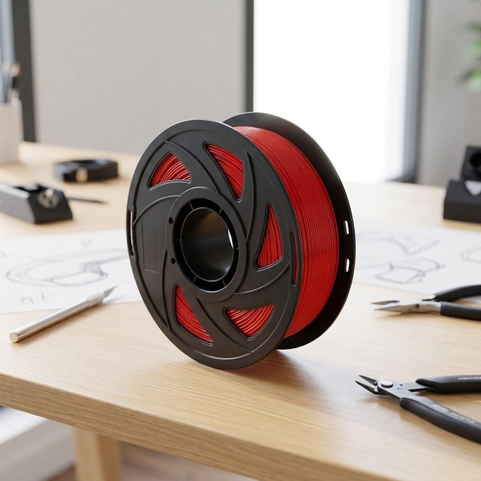 Filamento para Impresora 3D, Resistente, Accesorios Profesionales, Suministros, Resistente al Desgaste, Alta precisión, sin, Rojo