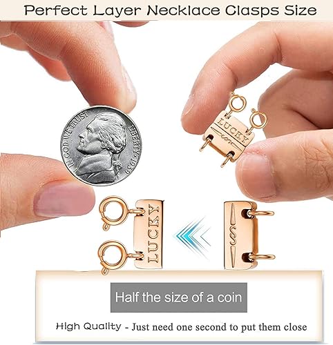 Miniatura 8 de Collar con cierre de capas para mujer, separadores de joyas de oro de 18 quilates y plata, cierre magnético de collar múltiple para mujer, aspecto