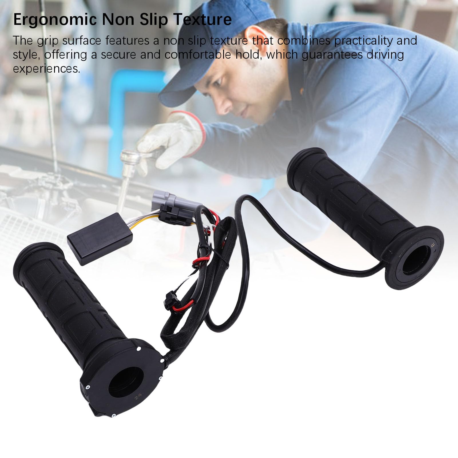 Keenso Poignées Chauffantes pour VTT, Chauffe-Guidon électrique Antidérapant à Chauffage Rapide 12V, pour Guidon de 7/8 Pouces 22mm