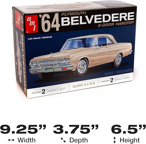 Miniatura 5 de AMT - 1964 Plymouth Belvedere (con motor recto 6) 2T, 125 (AMT1188M), blanco