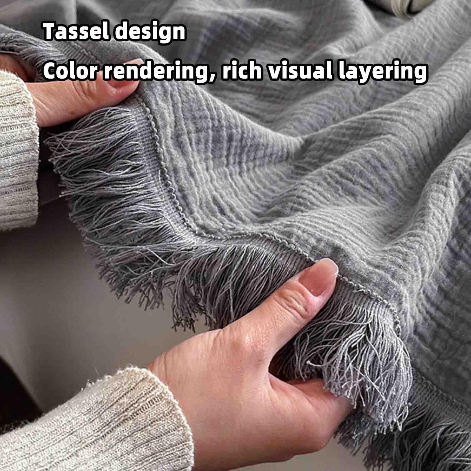 JUSHZ Plaid Matrimoniale Coperta Plaid Divano Blanket Letto Singolo Estivo Cotone Primaverile Letto Singolo Coperta Termica Estiva Divano Scaldaletto (Beige,50x150cm)
