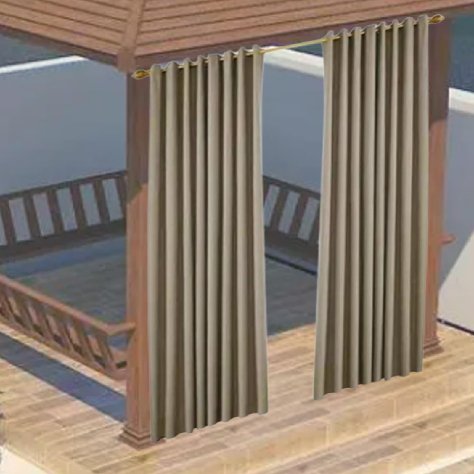 Rideaux extérieurs occultants 70-90% et étanches pour tonnelle de jardin 2pcs
