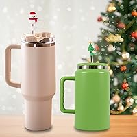 Vista 2 de 4 tapas de paja de Navidad para copa Stanley, 0.394 in, 0.4 pulgadas, accesorios de Navidad con vaso de 30 y 40 onzas con asa, a prueba de polvo