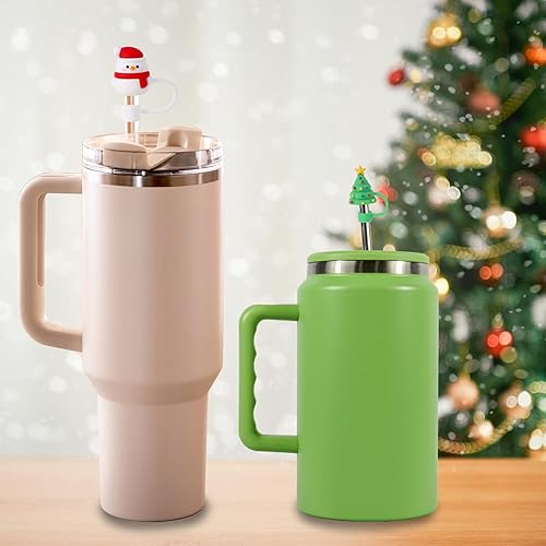 Miniatura 2 de 4 tapas de paja de Navidad para copa Stanley, 0.394 in, 0.4 pulgadas, accesorios Stanley, tapa de popote de Navidad con vaso de 30 y 40 onzas con
