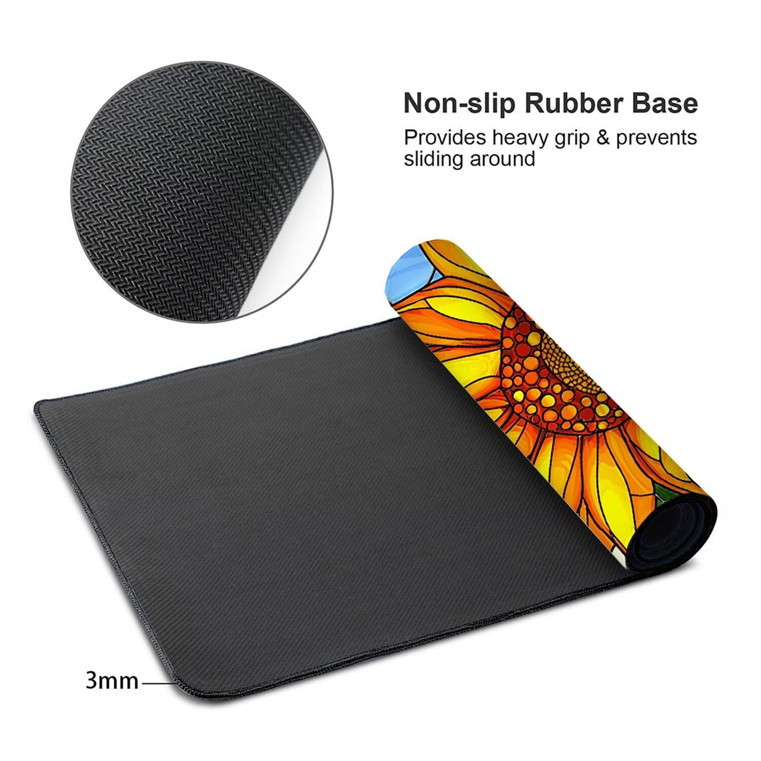 Podkładka pod mysz do gier XXL Mousepad 1000 x 500 mm, duża podkładka pod biurko z antypoślizgową gumową podstawą do gier, komputera, poprawia precyzję i szybkość (słonecznik) X-893
