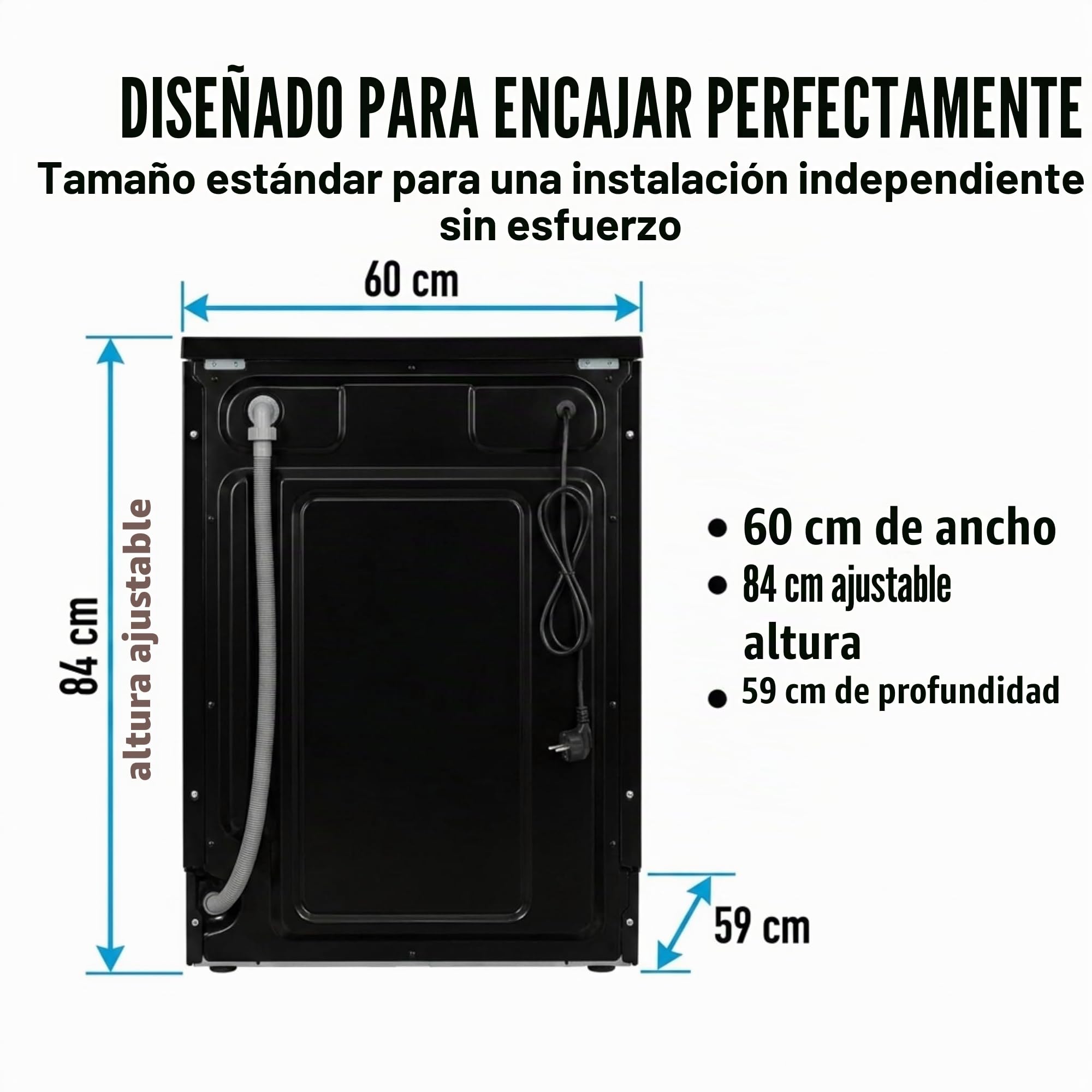 Exquisit® Lavavajillas 60cm Negro Libre Instalación 14 Servicios Clase D | 4 programas de lavado, inicio diferido, bajo consumo y funcionamiento silencioso para uso diario