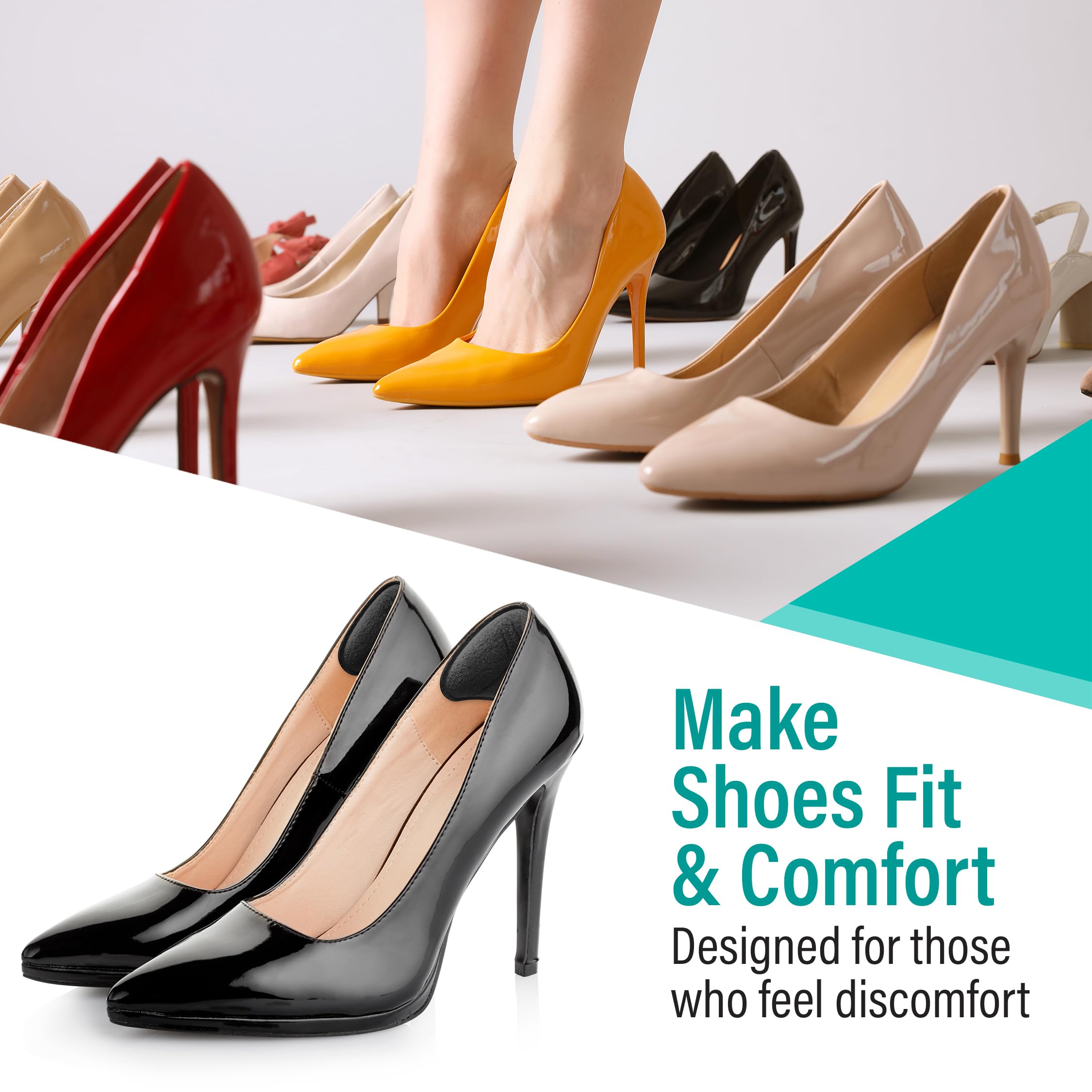 Comfwalk Almohadillas de agarre para el talón, 4 pares, autoadhesivas, inserciones de zapatos para zapatos sueltos, ajuste cómodo, prevención de ampollas, comodidad del talón para hombres y mujeres
