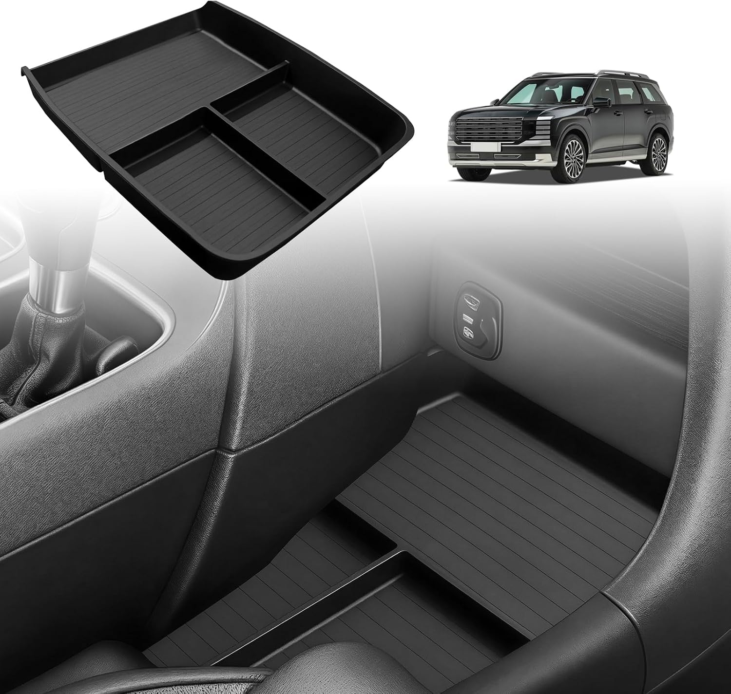 Center Console Tray for Hyundai Palisade 2026 Accessories, TPE Under Center Console Tray Organizer Insert