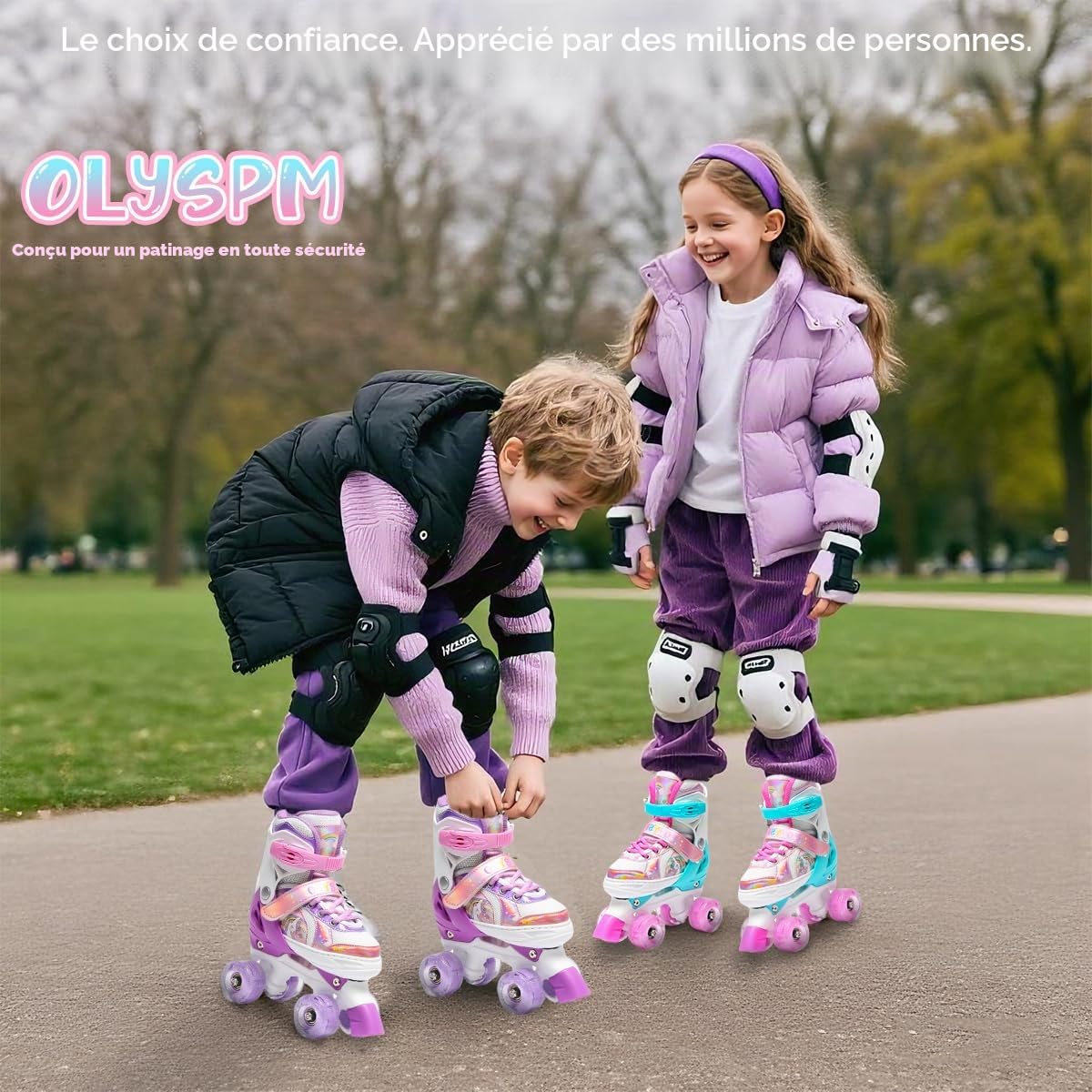 Rollers pour Enfants,Roller Enfant Fille,Roller Enfant Garcon,Patin a Roulette Réglables en 4 Tailles avec 8 Roues Clignotantes pour Garçons,Filles,Débutants