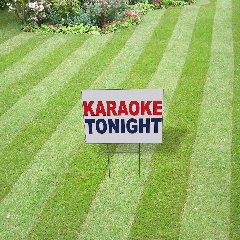 Fastasticdeals Weatherproof Yard Sign Karaoke Tonight Red Blue Lawn Garden General Music 24x18 Inches 1 Side Print