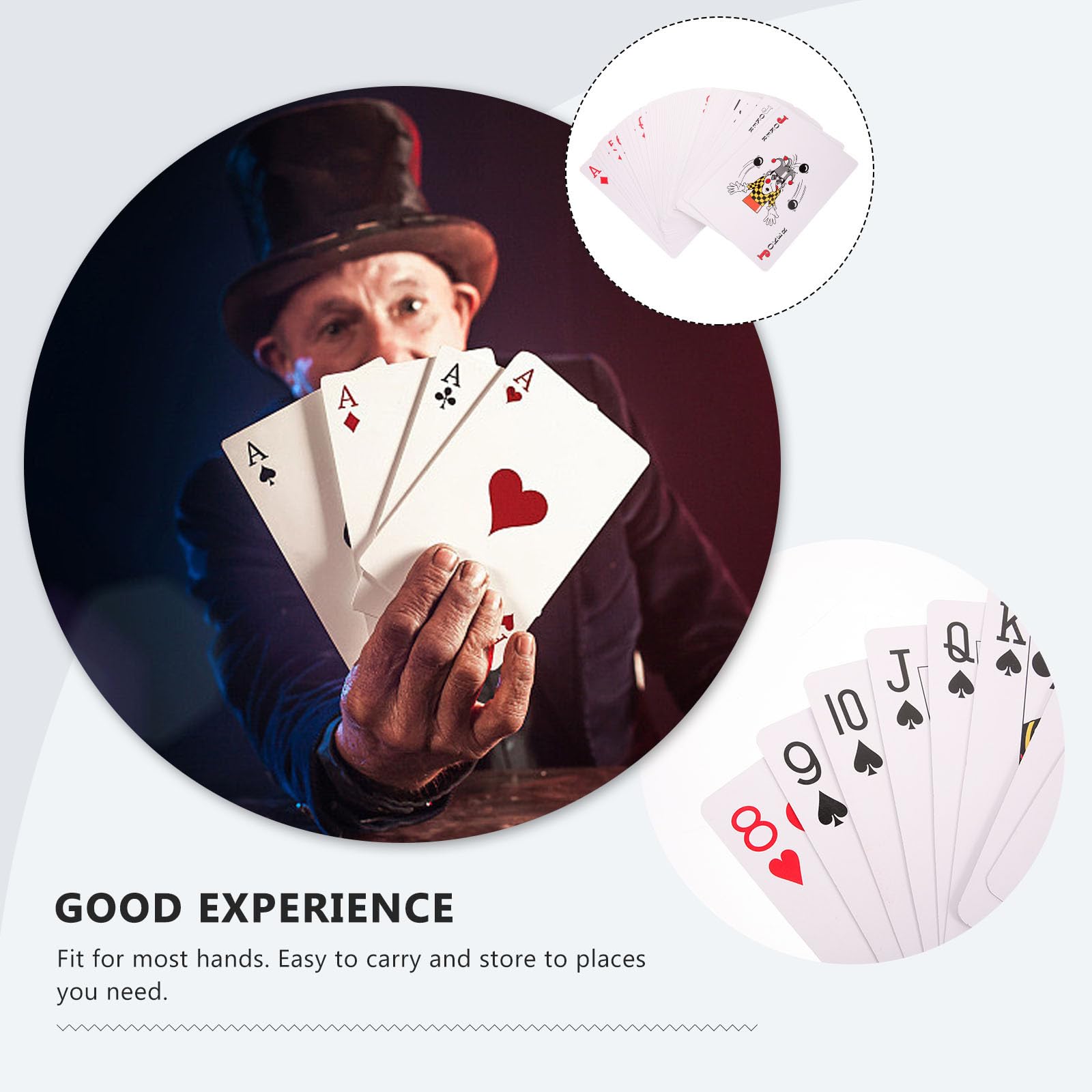 Kisangel Cartas de Póquer Gigantes de Papel para Fiestas, Juego de 1 Set Fácil de Transportar y Almacenar, Accesorio Adecuado para Reuniones y Entretenimiento