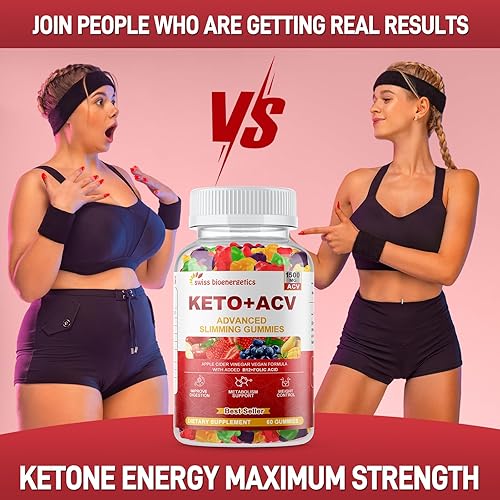 Miniatura 7 de Paquete de 2 gomitas Keto de vinagre de sidra de manzana, suplemento de dieta de gomitas Keto ACV, gomitas avanzadas de 1500 mg ACV con folato, B12,