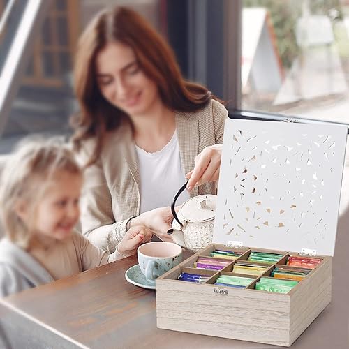 Miniatura 8 de handrong Organizador de caja de té, organizador de té para bolsas de té, soporte de té de madera para bolsas de té, organizador de almacenamiento de