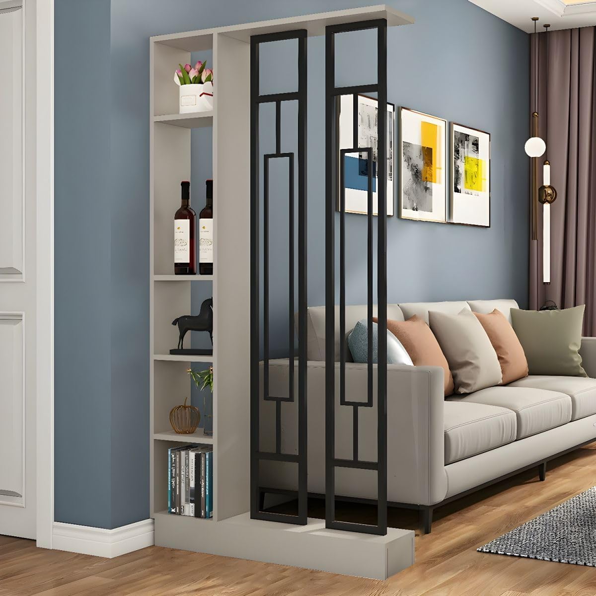 Amazon.com: CraftThink Wall Room Divider, Modern Wood Bookshelf with ...