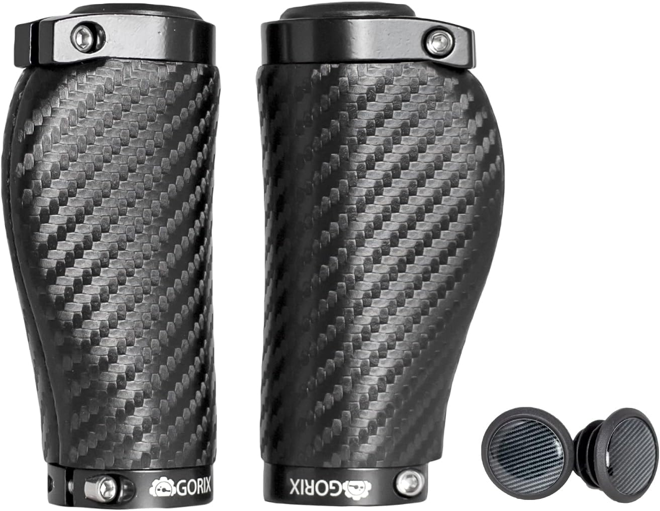 GORIX Bike Ergo Grips Bar End Cycle Double Lock On Carbon Pattern Handlebar Mountain Bicycle MTB [94mmｘ94mm・130mmｘ94mm・130mm×130mm](GX-BONC6) (Short:94mm×Short:94mm)