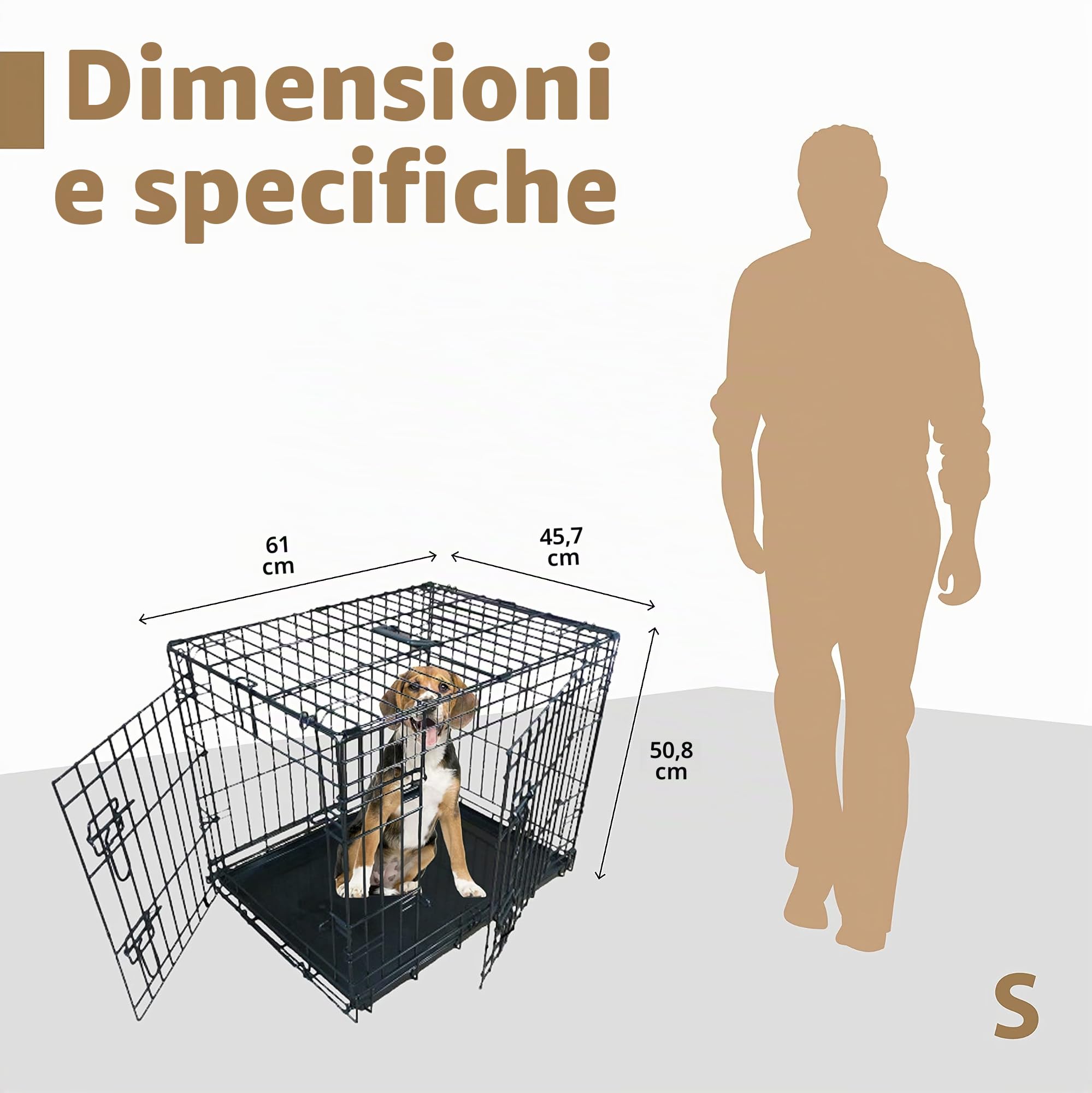 Ellie Bo, gabbia per cuccioli di cane, piccola, 61 cm, nera, pieghevole, a 2 porte, con vassoio in metallo anti-masticazione Ellie-Bo
