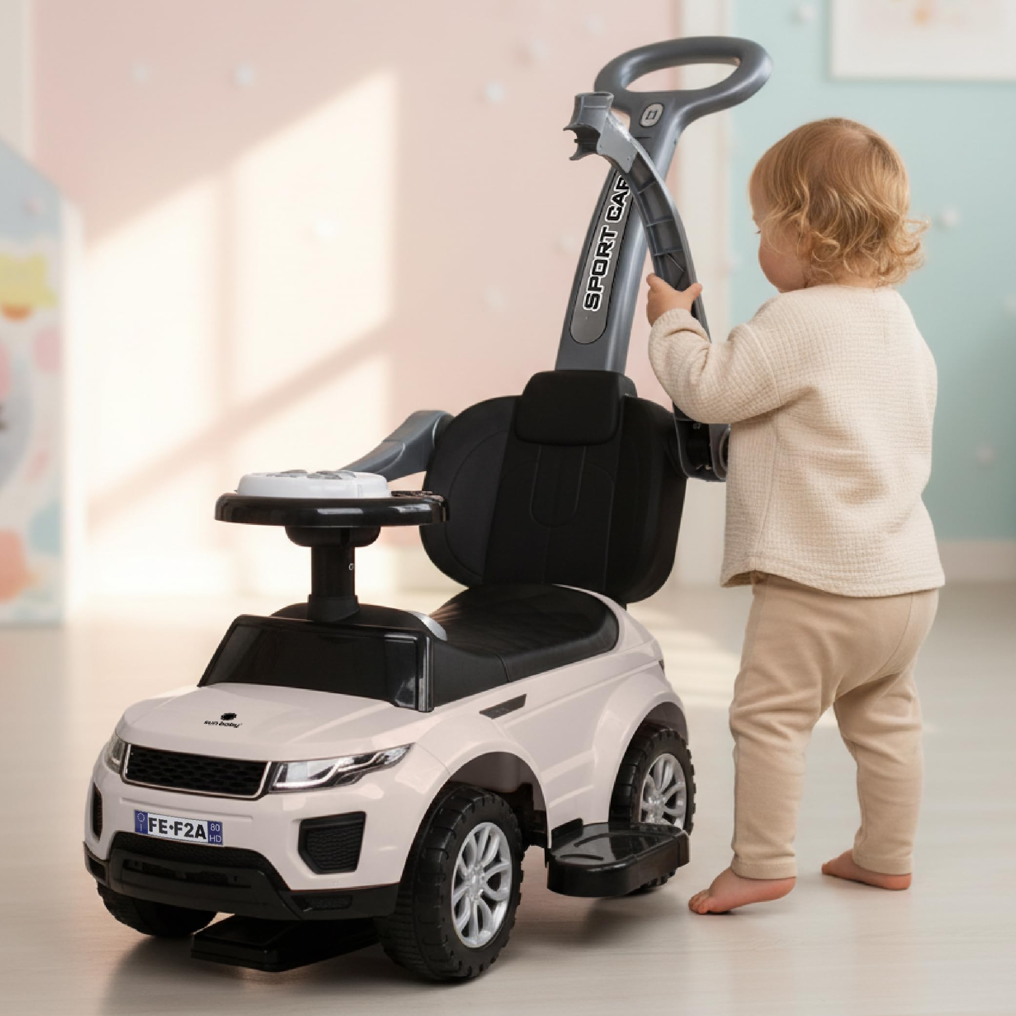Smoby 720525 - Mijn eerste auto loopauto, kindervoertuig met opbergvak en kantelbeveiliging, voor binnen en buiten, voor kinderen vanaf 10 maanden