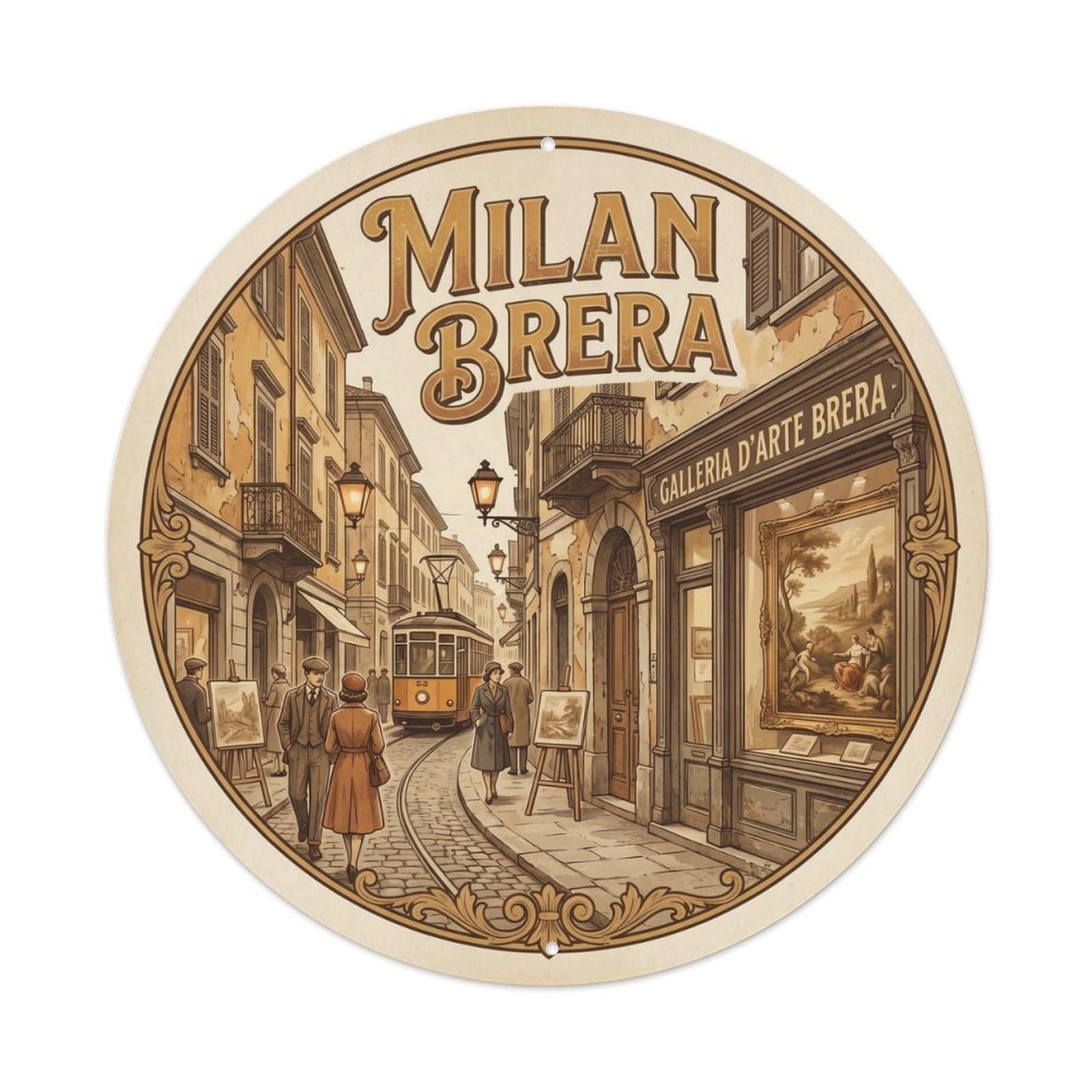 Olhnbad Style Craft Culture Brera Gallery Milan Travel Metal Tin Sign