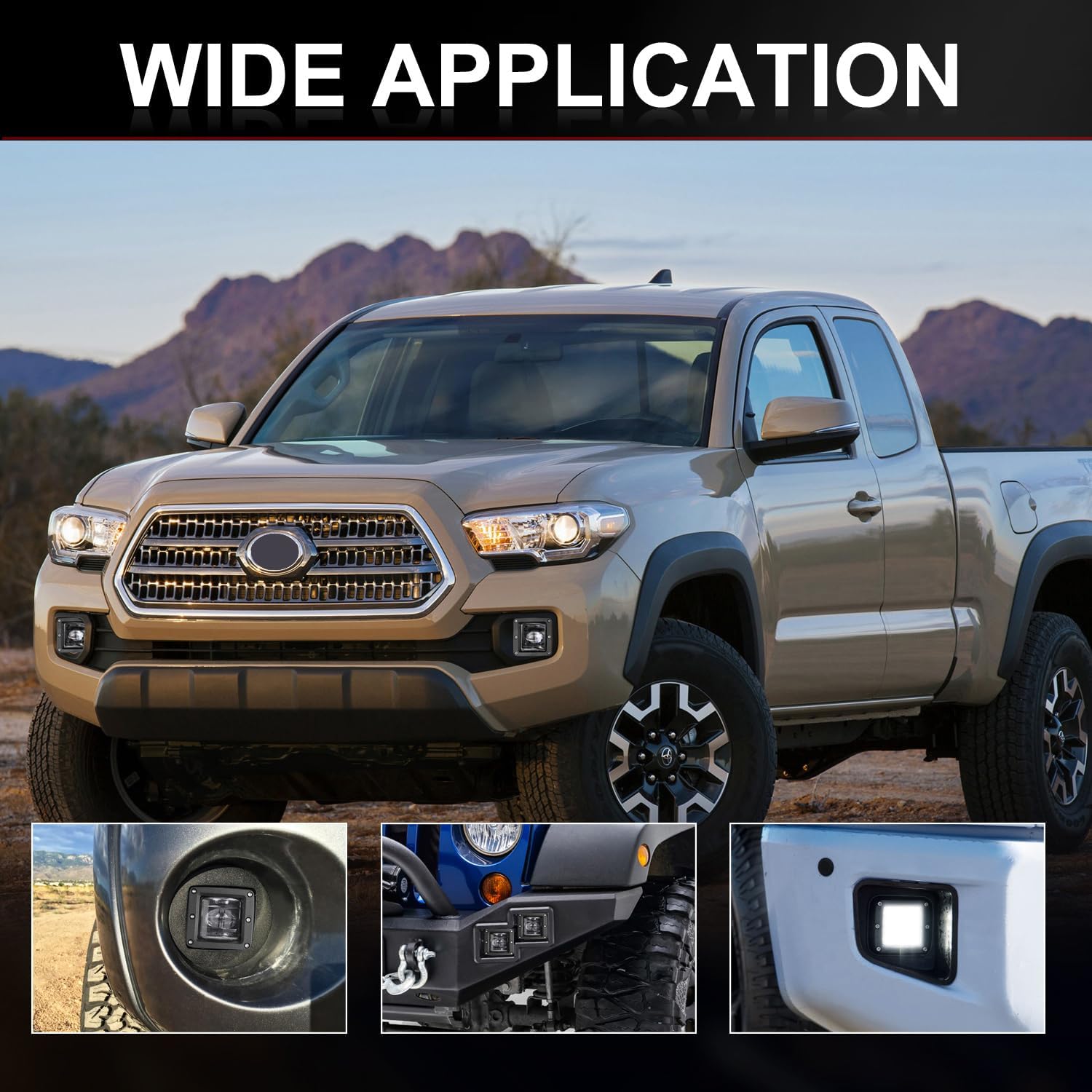 Wayup SAE Fog Lights, 3 Inch LED Pod Lights DOT Approved Street Legal Square Driving Light Cubes for Truck Wrangler JK JL F150 Ram Tacoma Motorcycle, 3 Years Warranty