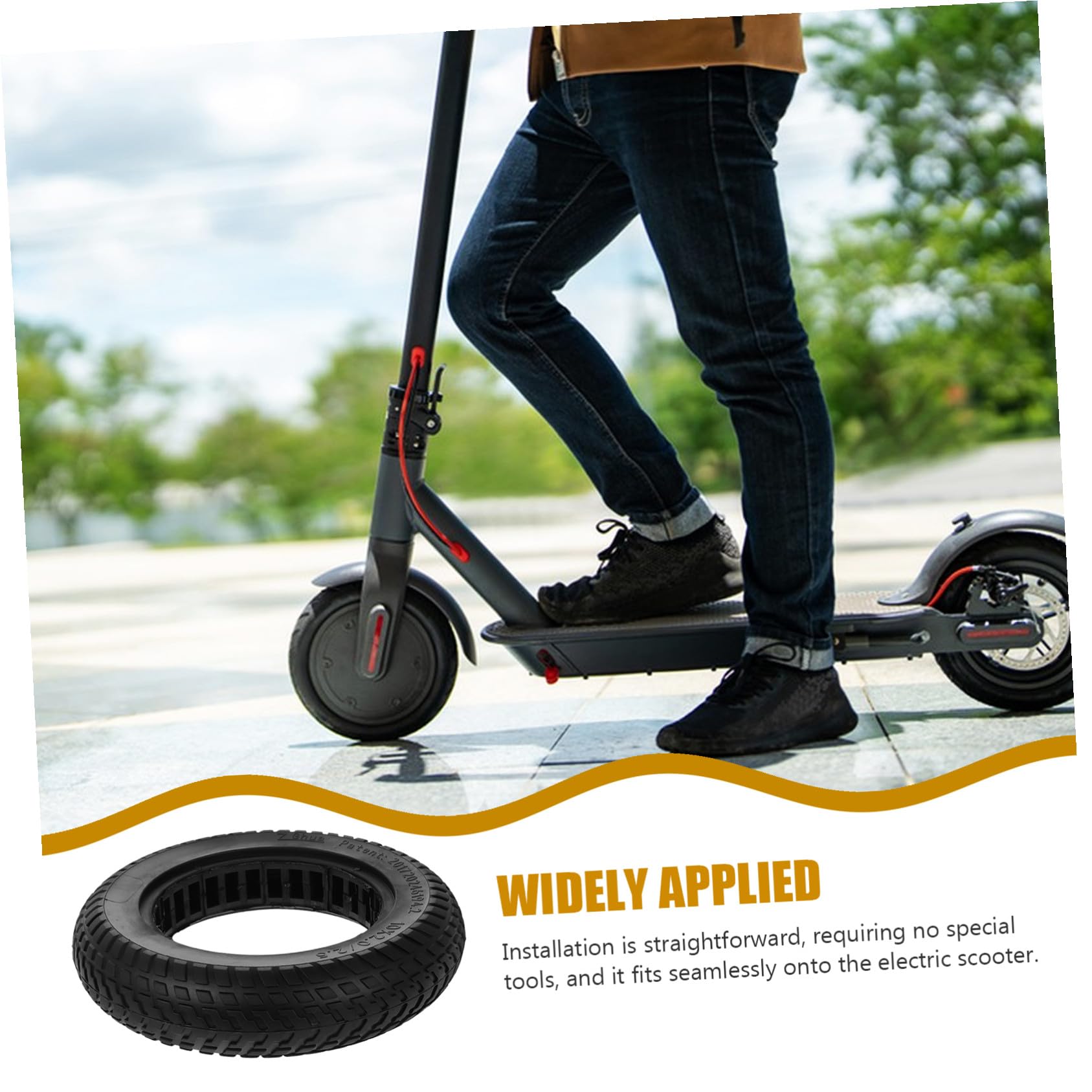 Pneu de Trottinette Électrique Pneu Plein Anti-crevaison Caoutchouc Alvéolé Absorbant les Chocs pour Trottinette Polyvalente