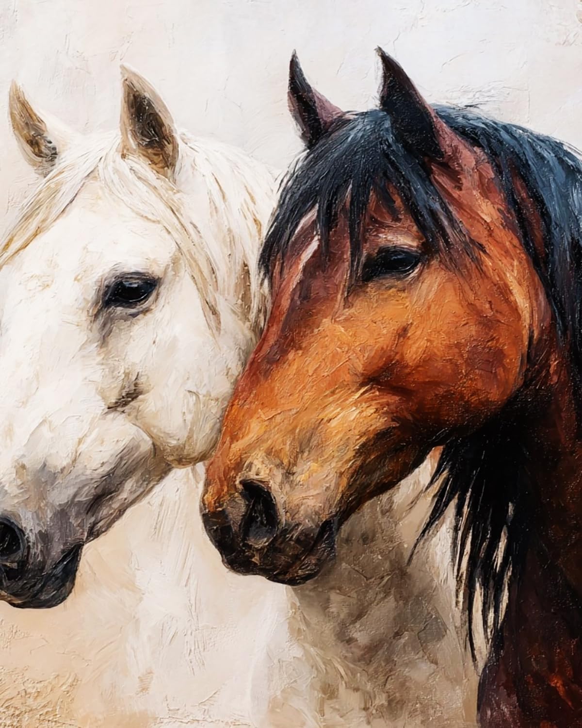 LIUBAISHI Paint by Numbers Kit for Adults – 16x20 Inch | DIY Oil Painting for Home Wall Decor, Relaxing Craft Set, Gift for Adults with Acrylic Paints-Two Horses Leaning on Each Other