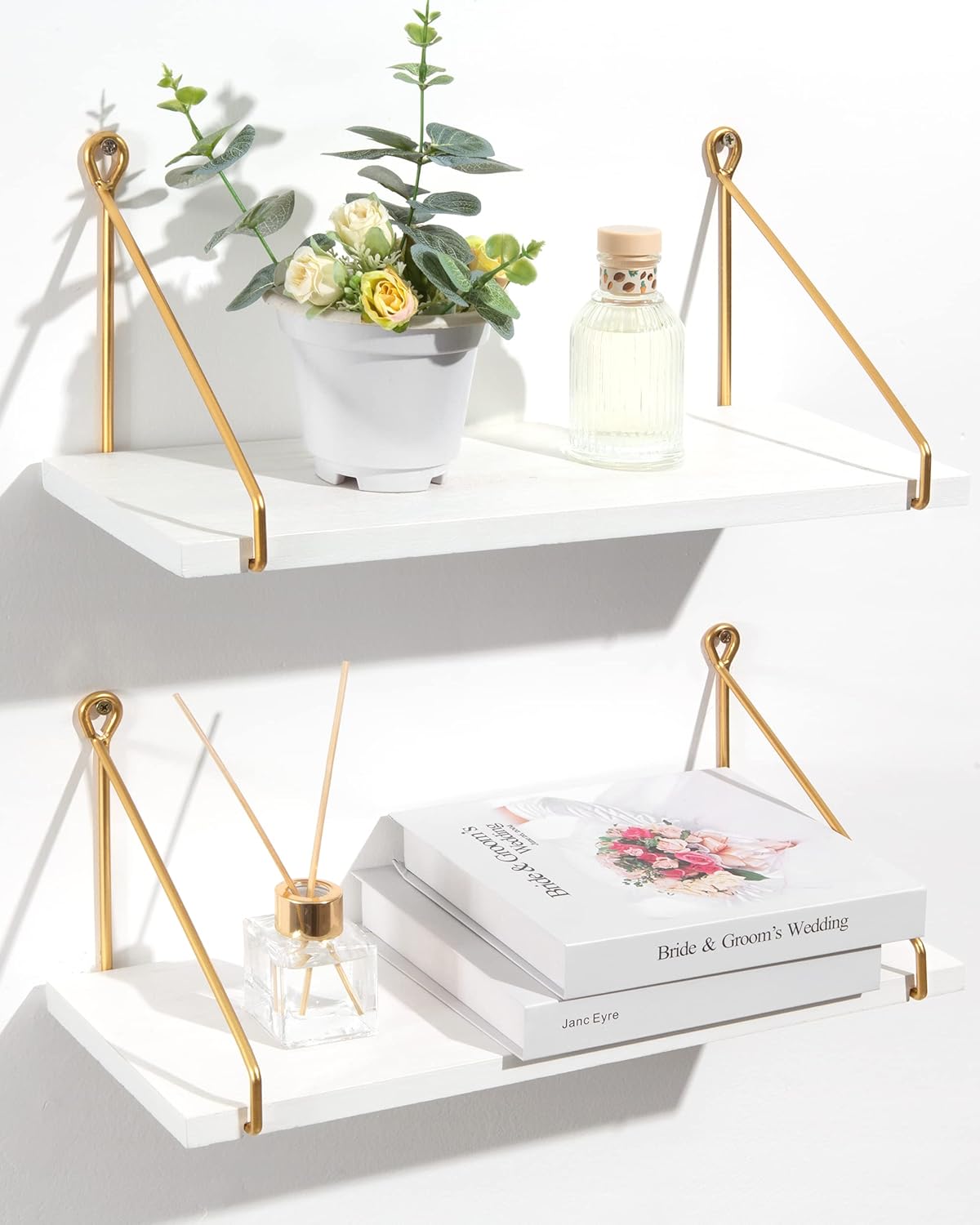 SUMGAR White Shelves Wall Mounted Floating Shelf for Bathroom Bedroom